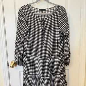 Sanctuary Black and White Checkered Long Sleeve Dress